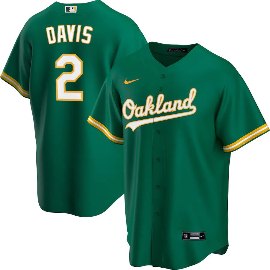 Mens Oakland Athletics #2 Khris Davis Nike Green Official Replica Player MLB Jerseys->toronto blue jays->MLB Jersey